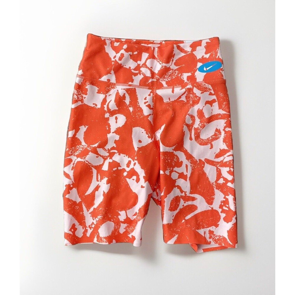 Nike One Luxe Biker Shorts Size XS NWT Orange Mid Rise Tight Fit
